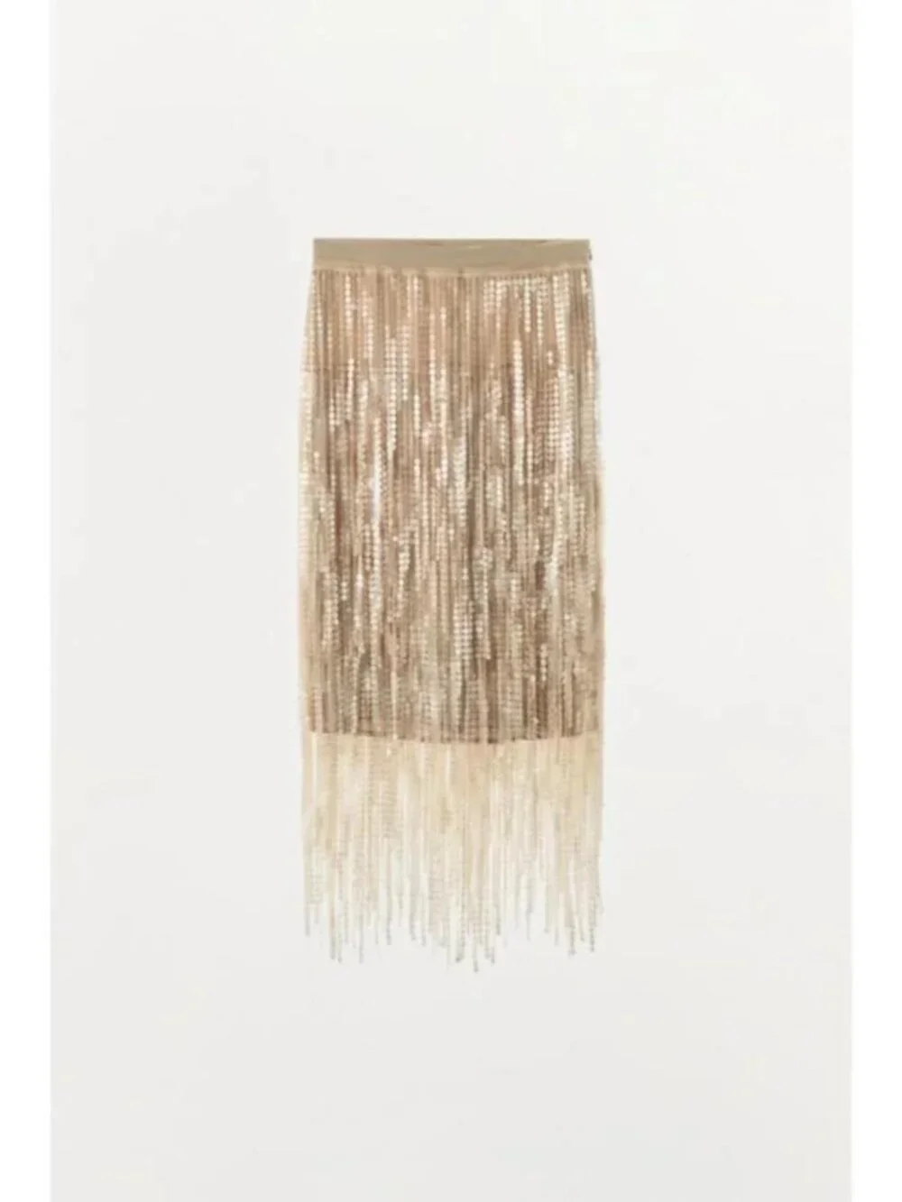 ZARA SEQUIN FRINGE MIDI SKIRT 2488/708/712